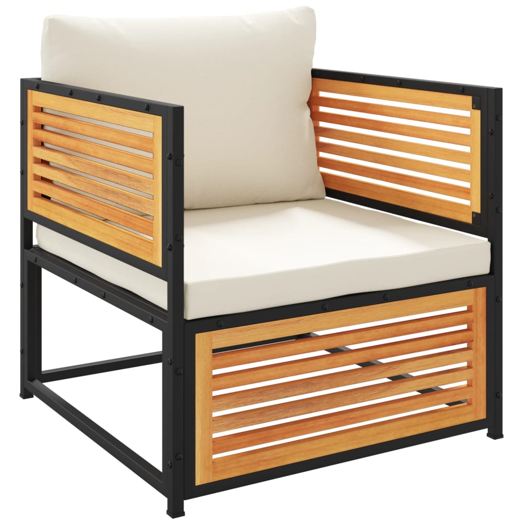 Salon de jardin avec coussins 5 pcs Bois d'acacia solide