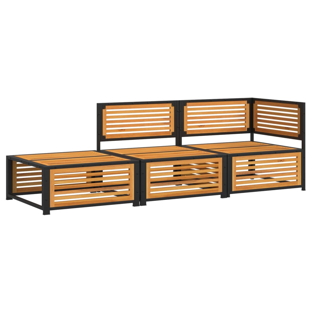 Salon de jardin avec coussins 3 pcs bois massif d'acacia