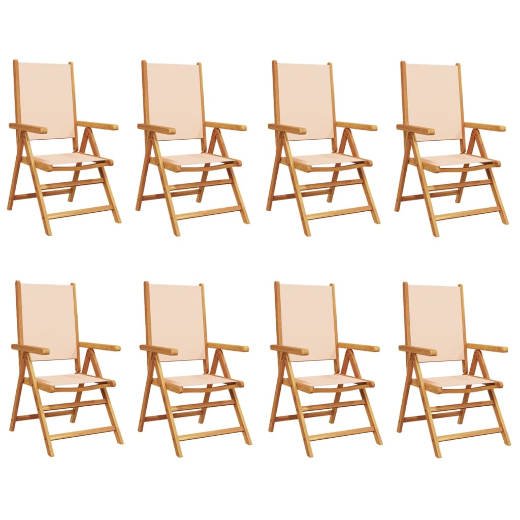 Chaises inclinables de jardin lot de 8 beige tissu bois massif Chaises de jardin vidaXL