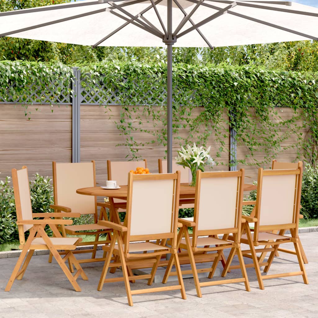 Chaises inclinables de jardin lot de 8 beige tissu bois massif Chaises de jardin vidaXL