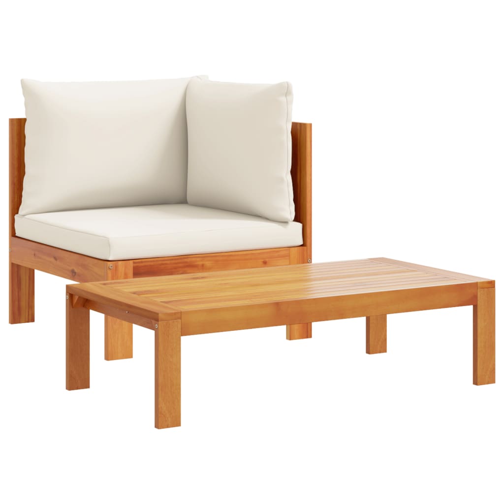 Salon de jardin avec coussins 5 pcs Bois d'acacia solide