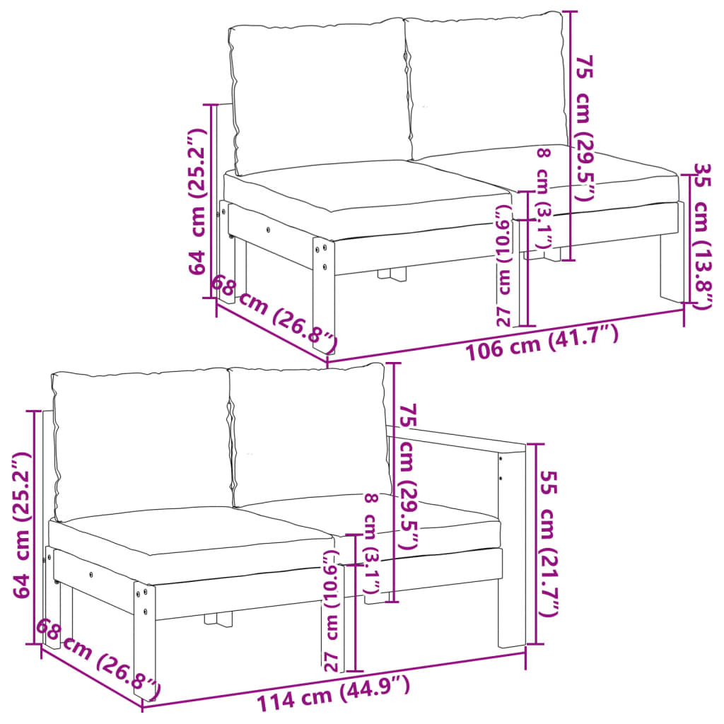 Salon de jardin avec coussins 5 pcs Bois d'acacia solide
