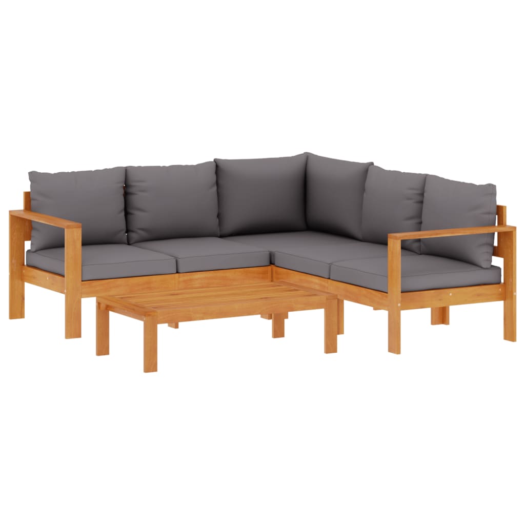Salon de jardin avec coussins 4 pcs bois d'acacia massif
