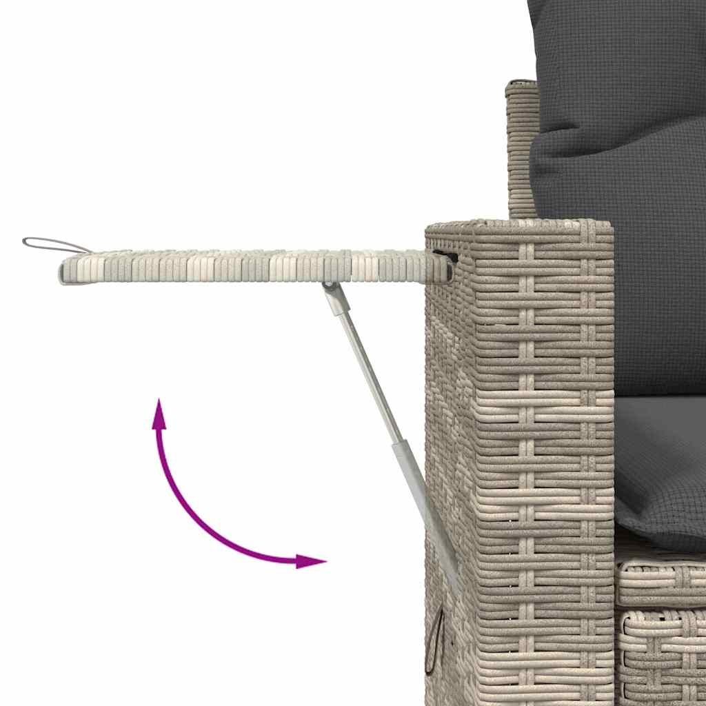 Salon de jardin avec coussins 3 pcs gris clair résine tressée