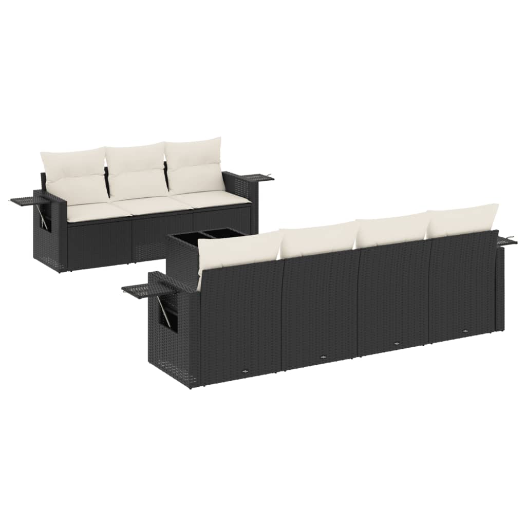 Salon de jardin 8 pcs avec coussins noir résine tressée - XIOS