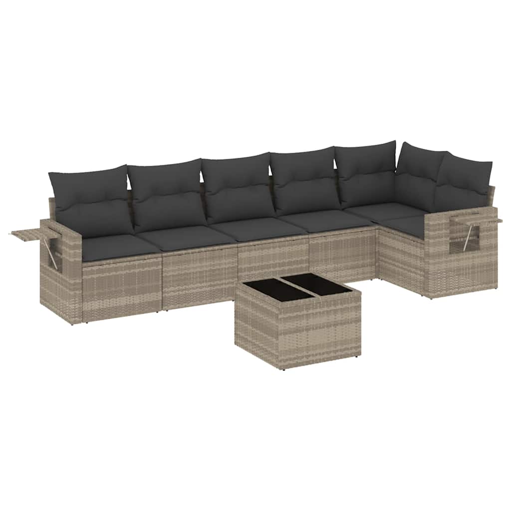 Salon de jardin avec coussins 7 pcs gris clair résine tressée - XIOS