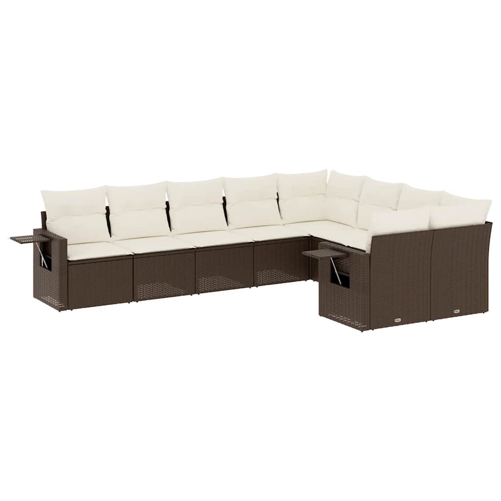 Salon de jardin avec coussins 9 pcs marron résine tressée - XIOS