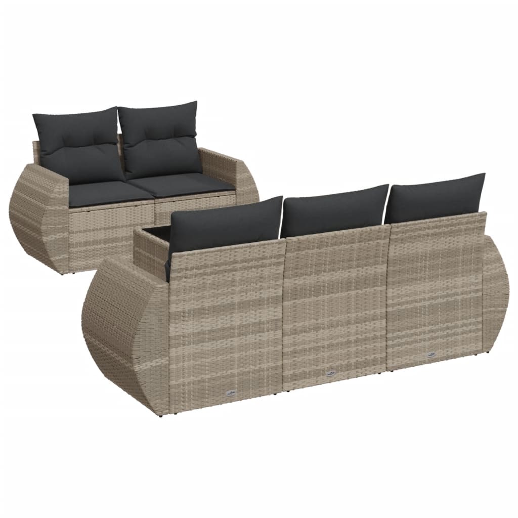 Salon de jardin 6 pcs avec coussins gris clair résine tressée - XIOS