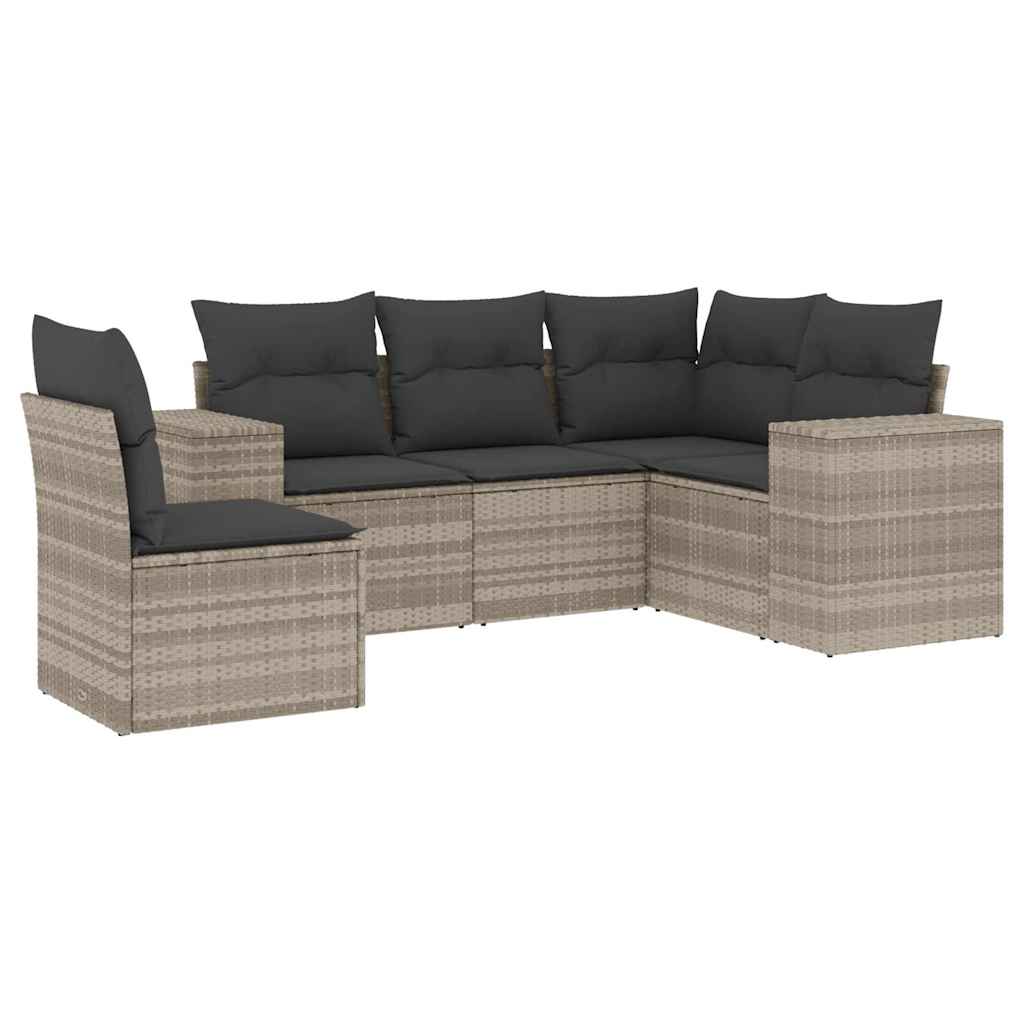 Salon de jardin 5 pcs avec coussins gris clair résine tressée - XIOS