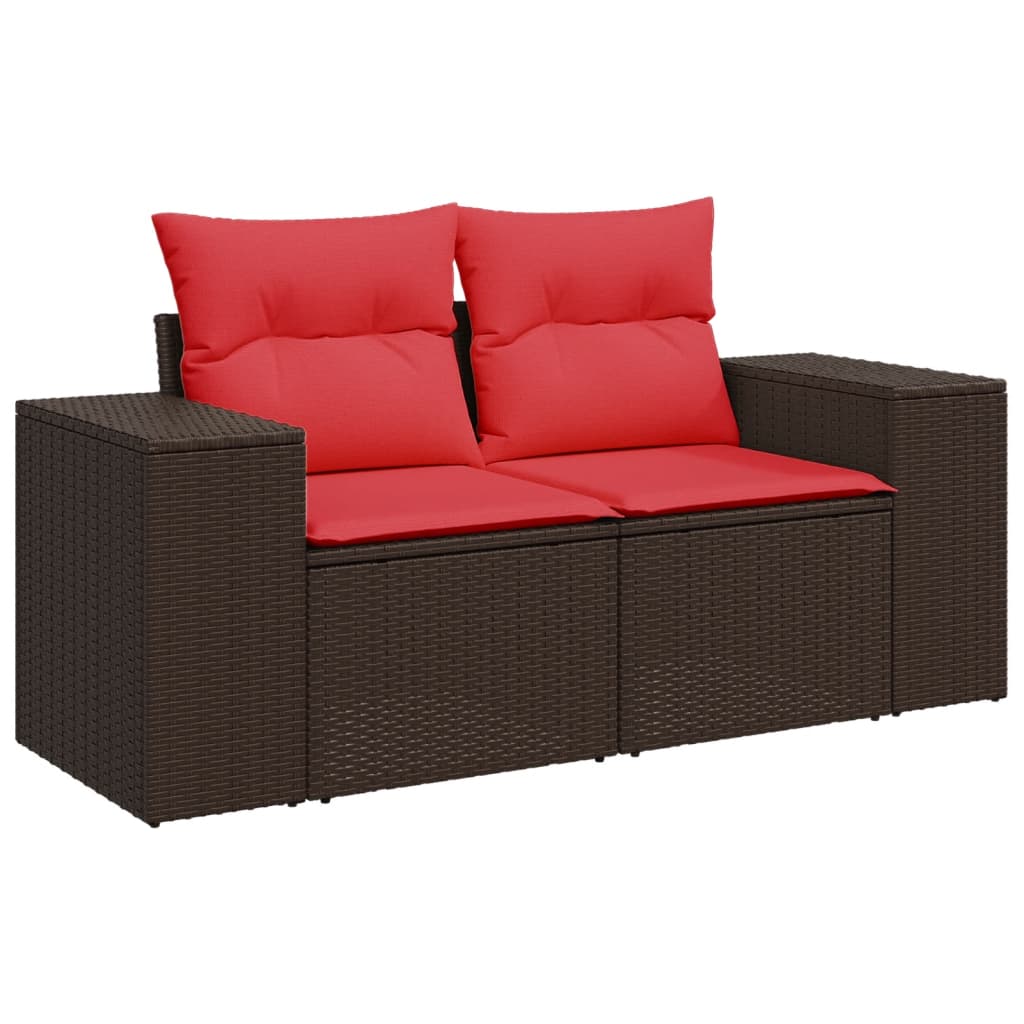 Ensemble de canapé de jardin 10 pcs avec coussins marron résine tressée