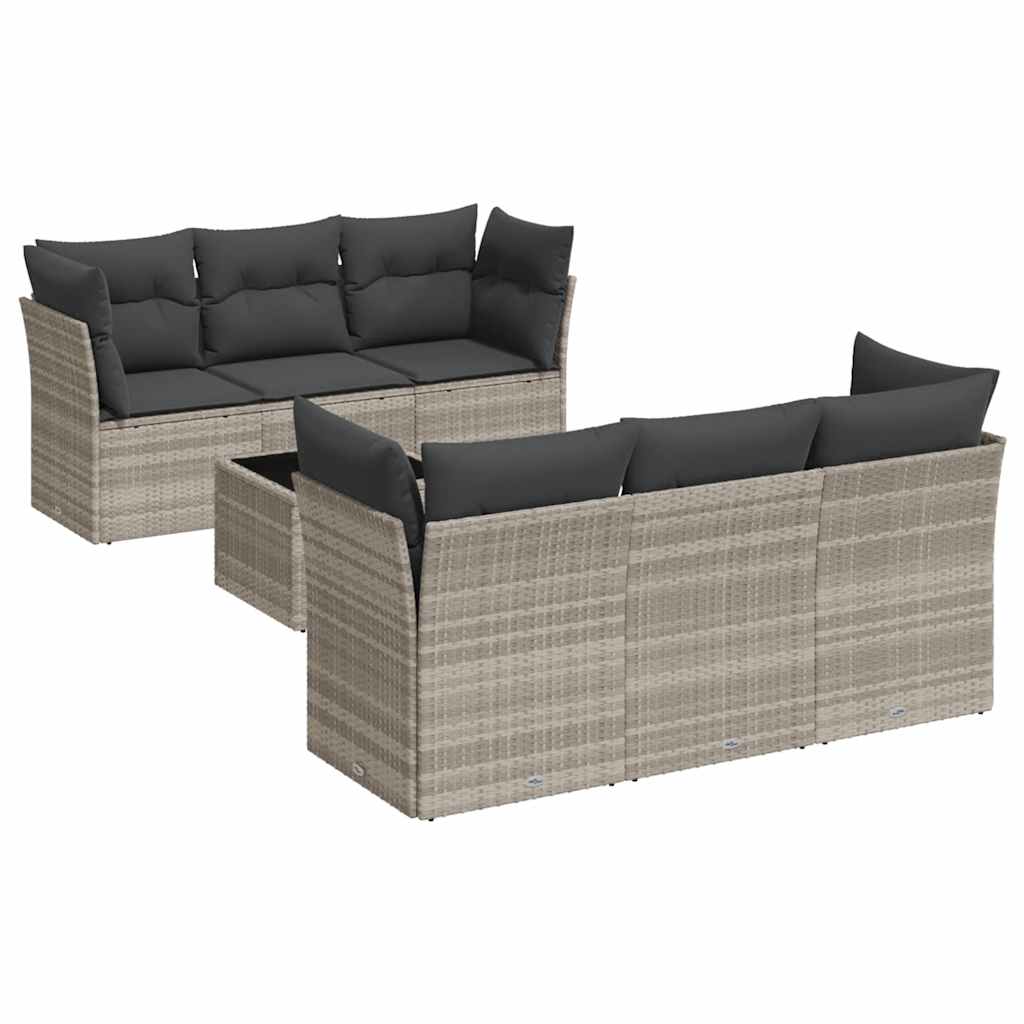 Salon de jardin avec coussins 7 pcs gris clair résine tressée - XIOS