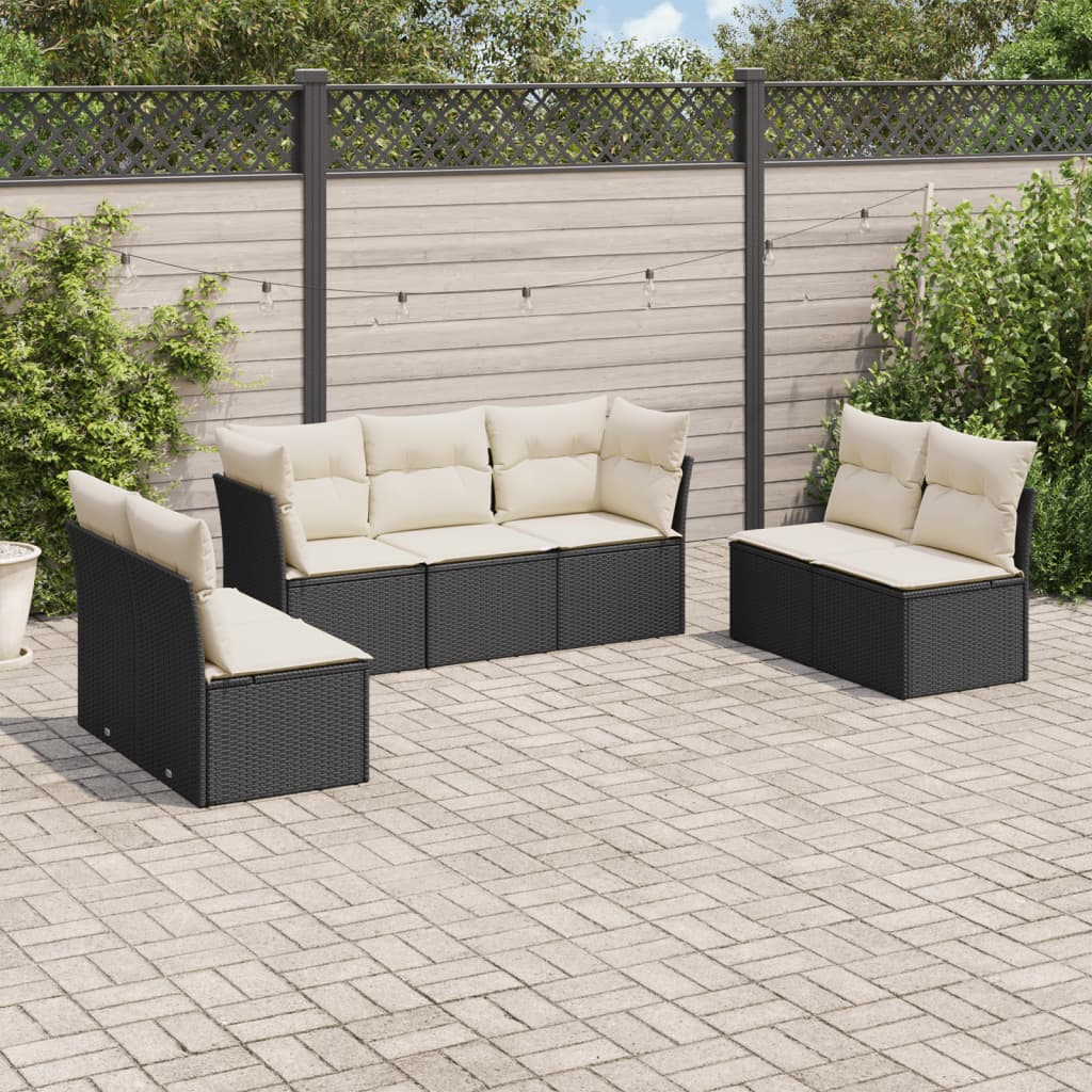 Salon de jardin 7 pcs avec coussins noir résine tressée - XIOS
