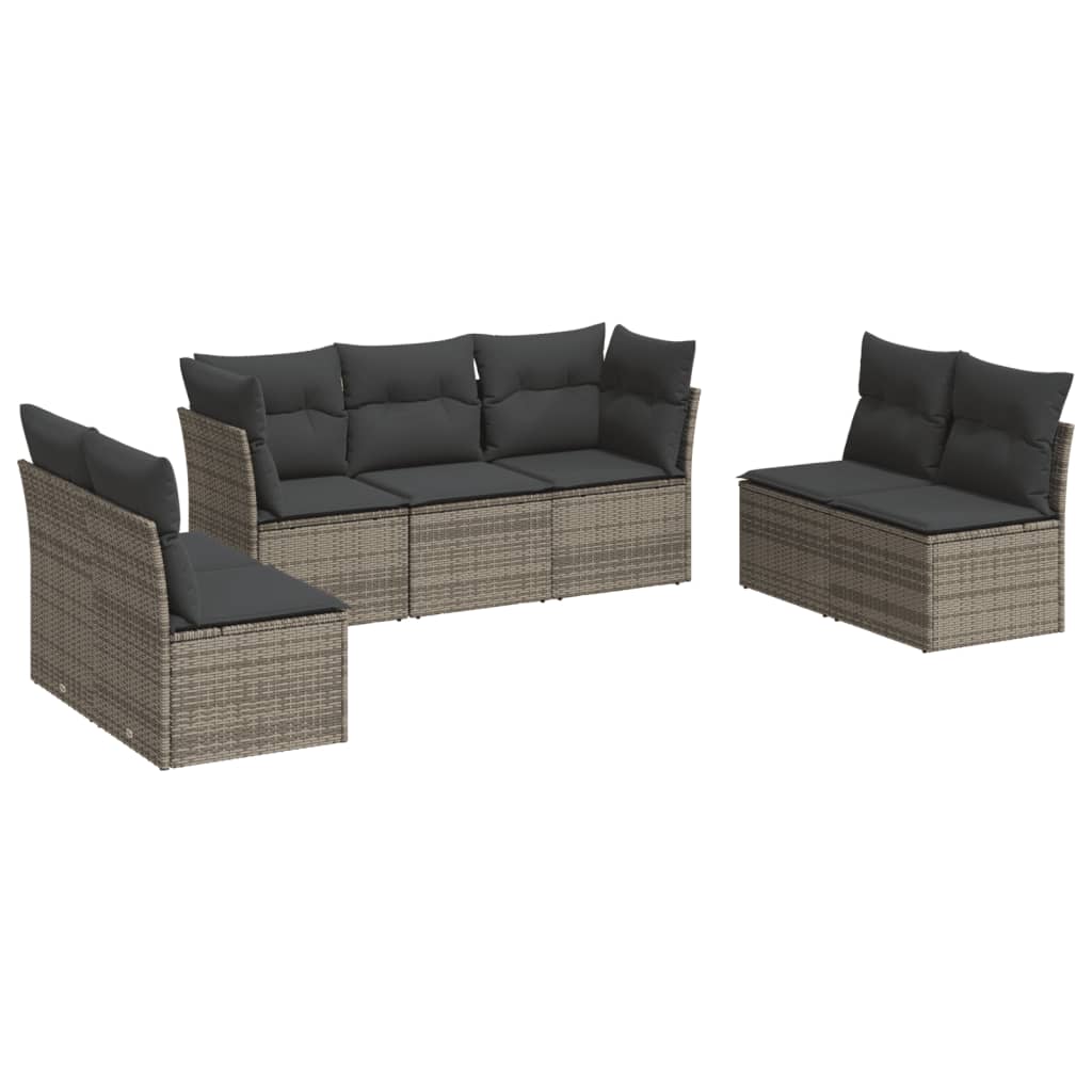 Salon de jardin avec coussins 7 pcs gris résine tressée - XIOS