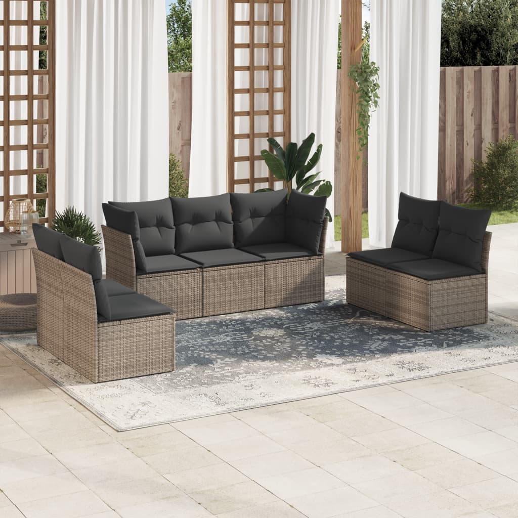 Salon de jardin avec coussins 7 pcs gris résine tressée - XIOS