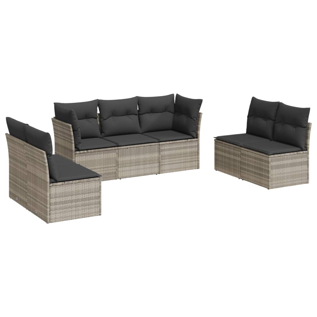 Salon de jardin avec coussins 7 pcs gris clair résine tressée - XIOS