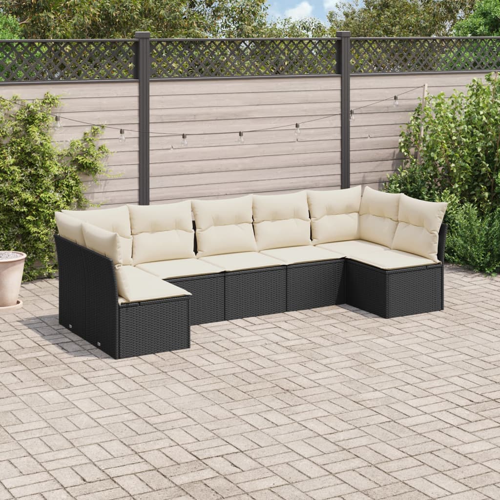 Salon de jardin 7 pcs avec coussins noir résine tressée - XIOS