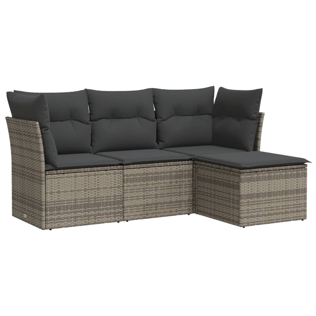 Salon de jardin 4 pcs avec coussins gris résine tressée - XIOS