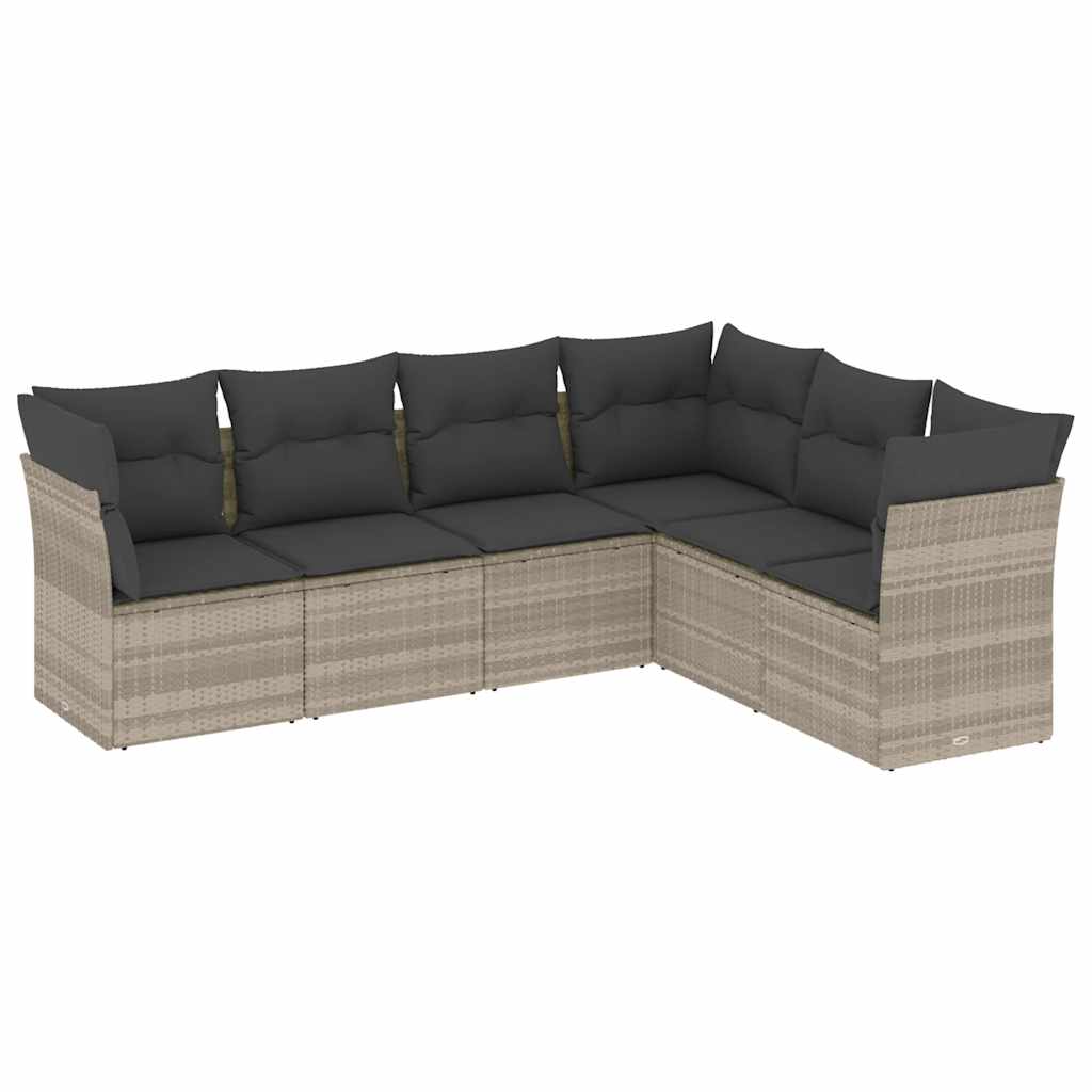 Salon de jardin 6 pcs avec coussins gris clair résine tressée - XIOS