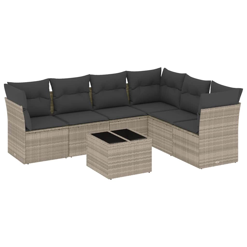 Salon de jardin avec coussins 7 pcs gris clair résine tressée - XIOS