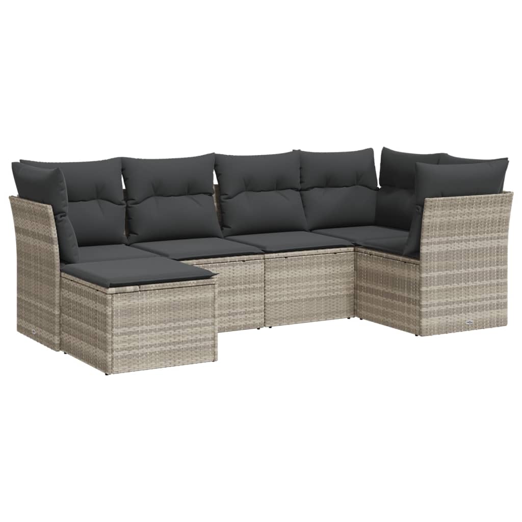 Salon de jardin 6 pcs avec coussins gris clair résine tressée - XIOS