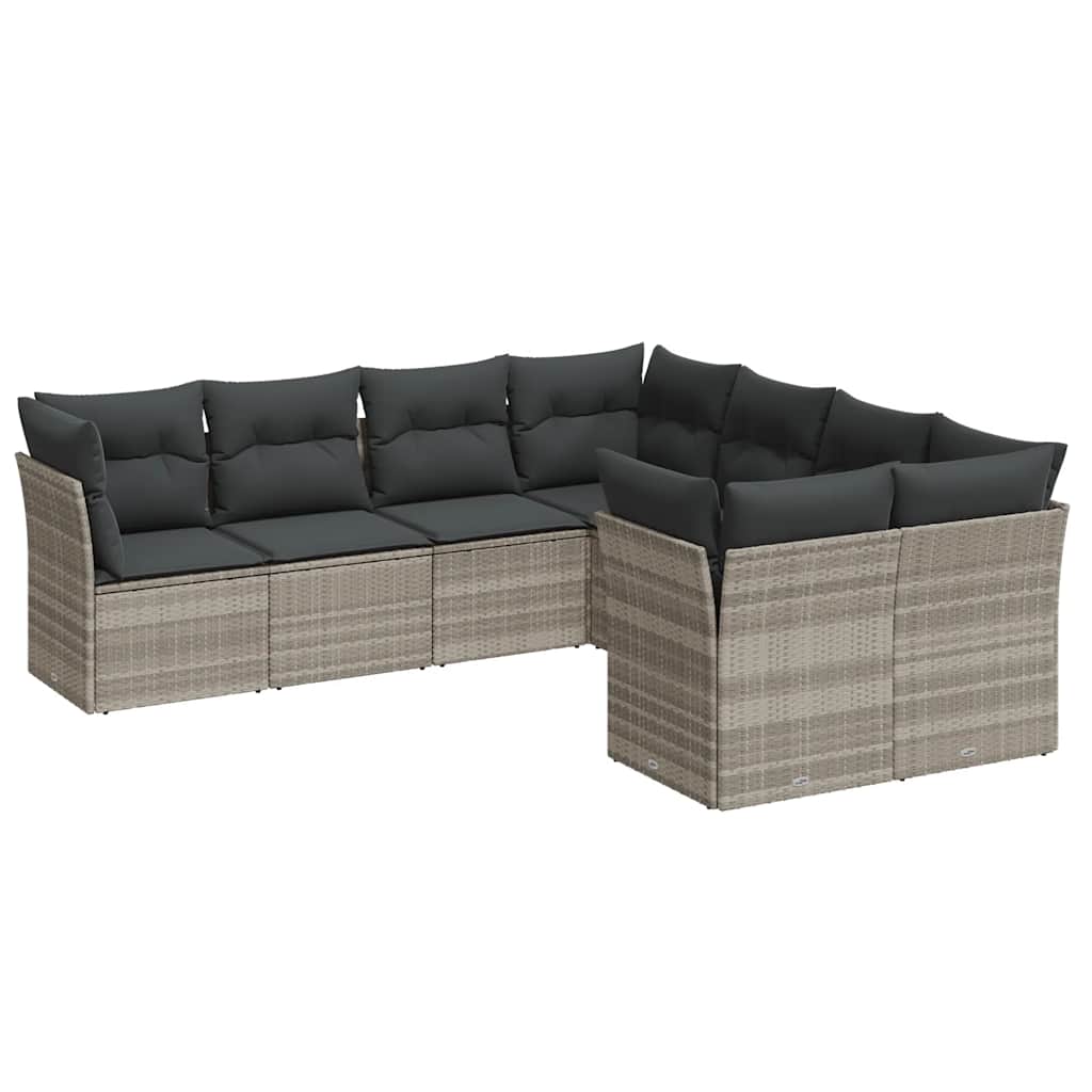 Salon de jardin 8 pcs avec coussins gris clair résine tressée - XIOS
