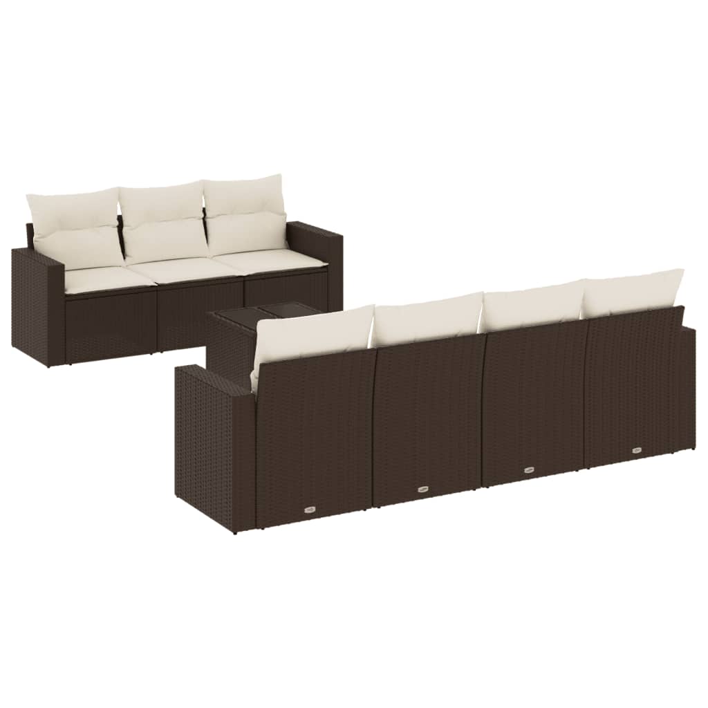 Salon de jardin 8 pcs avec coussins marron résine tressée - XIOS