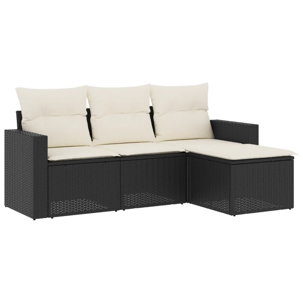 Salon de jardin 4 pcs avec coussins noir résine tressée - XIOS