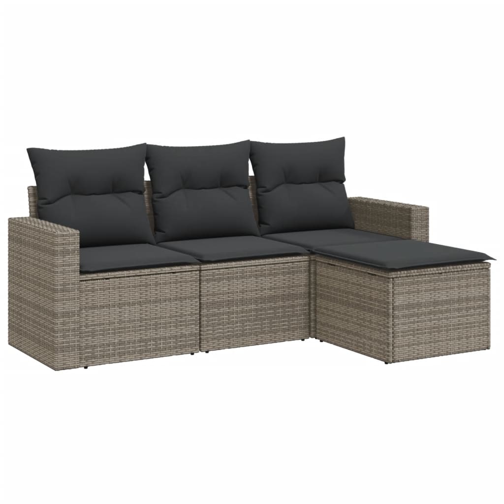 Salon de jardin 4 pcs avec coussins gris résine tressée - XIOS