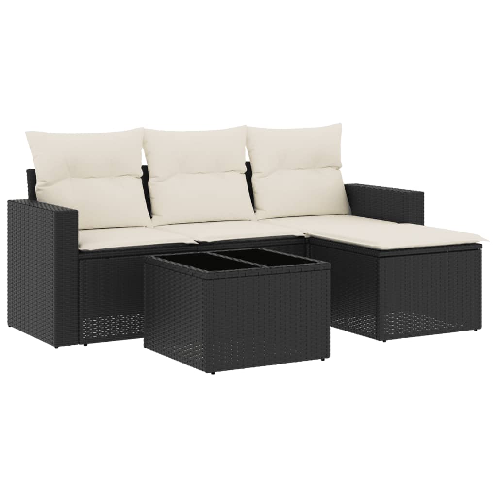 Salon de jardin 5 pcs avec coussins noir résine tressée - XIOS