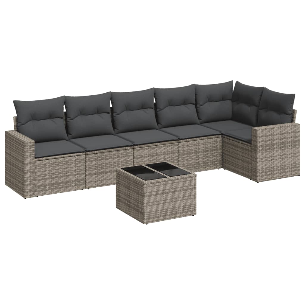 Salon de jardin avec coussins 7 pcs gris résine tressée - XIOS