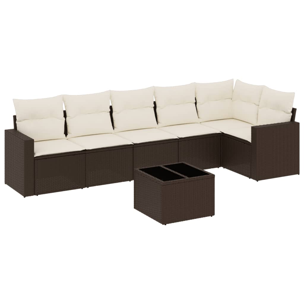 Salon de jardin avec coussins 7 pcs marron résine tressée - XIOS