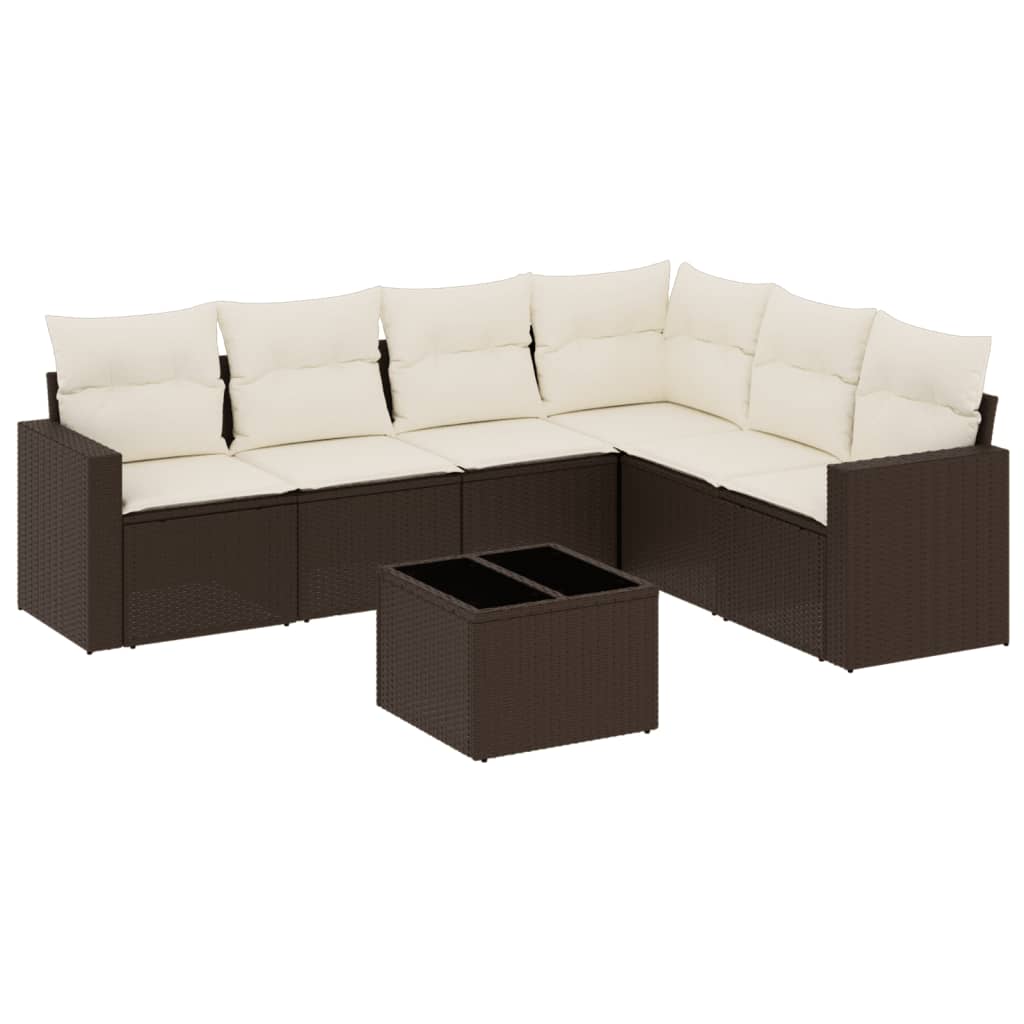 Salon de jardin avec coussins 7 pcs marron résine tressée - XIOS