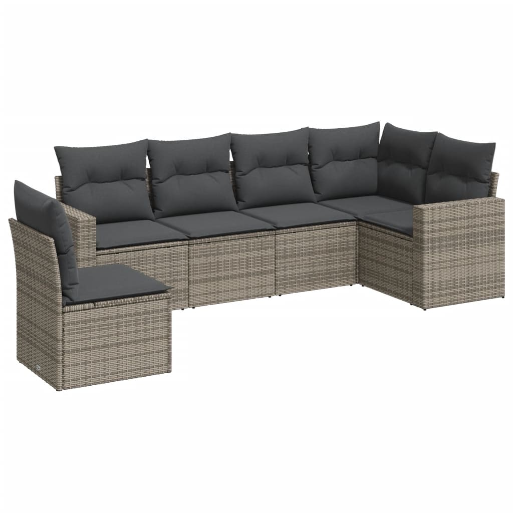 Salon de jardin 6 pcs avec coussins gris résine tressée - XIOS