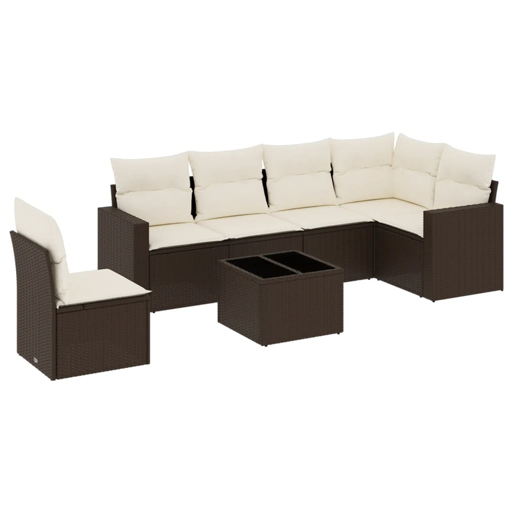 Salon de jardin avec coussins 7 pcs marron résine tressée - XIOS