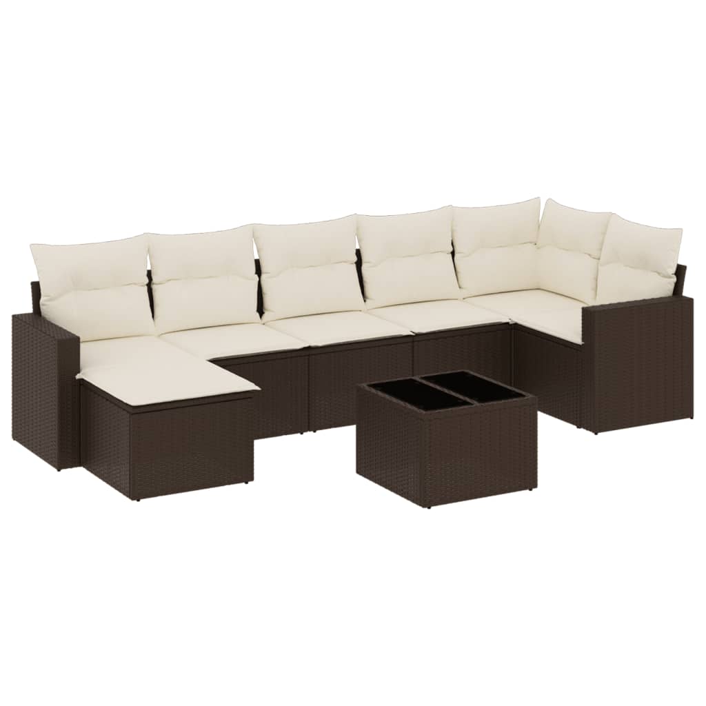Salon de jardin 8 pcs avec coussins marron résine tressée - XIOS