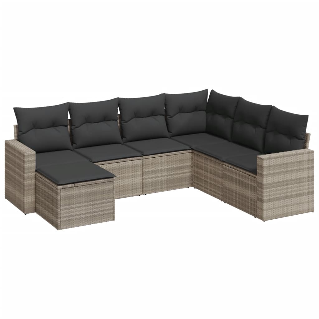 Salon de jardin avec coussins 7 pcs gris clair résine tressée - XIOS