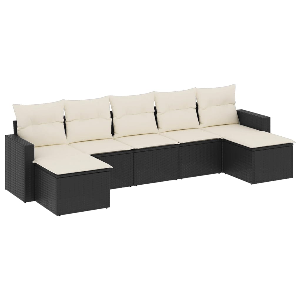 Salon de jardin 7 pcs avec coussins noir résine tressée - XIOS