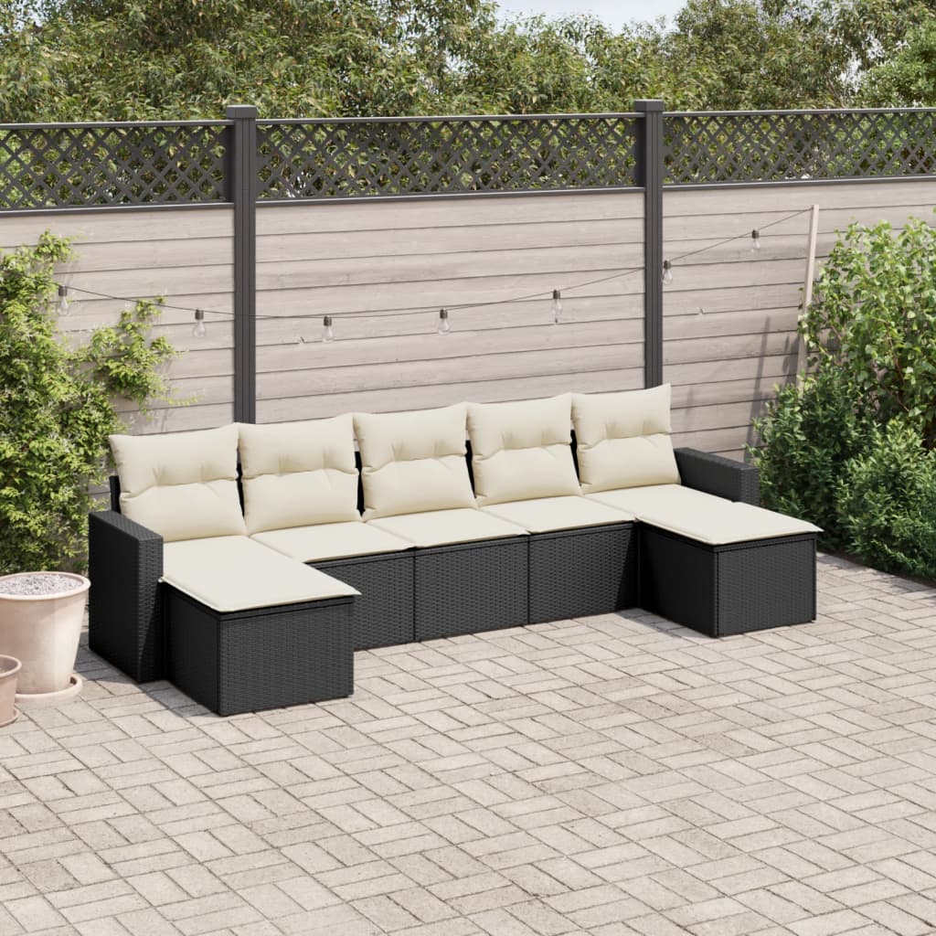 Salon de jardin 7 pcs avec coussins noir résine tressée - XIOS