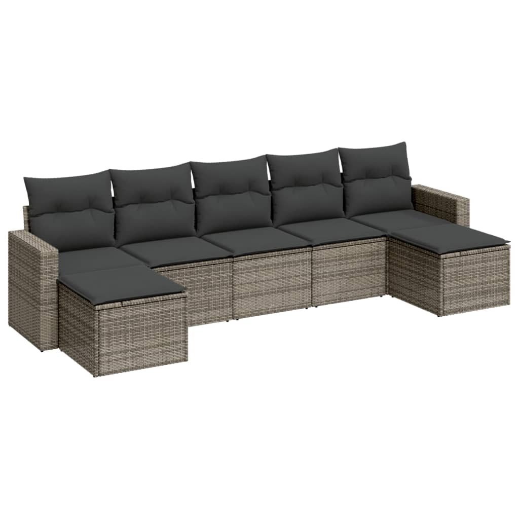Salon de jardin avec coussins 7 pcs gris résine tressée - XIOS