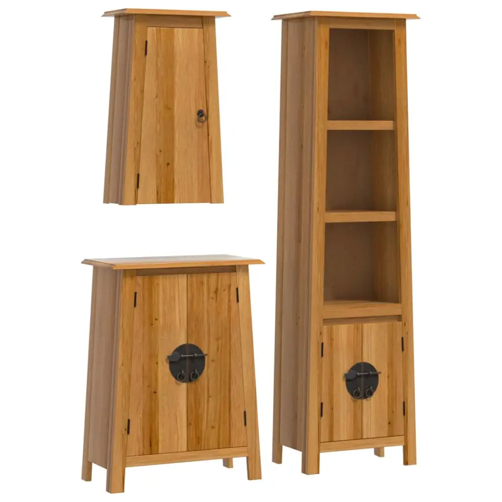 Ensemble de meubles de salle de bain 3 pcs bois de pin massif - XIOS