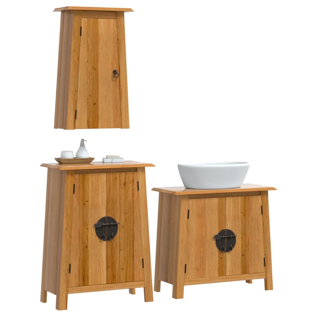 Ensemble de meubles de salle de bain 3 pcs bois de pin massif