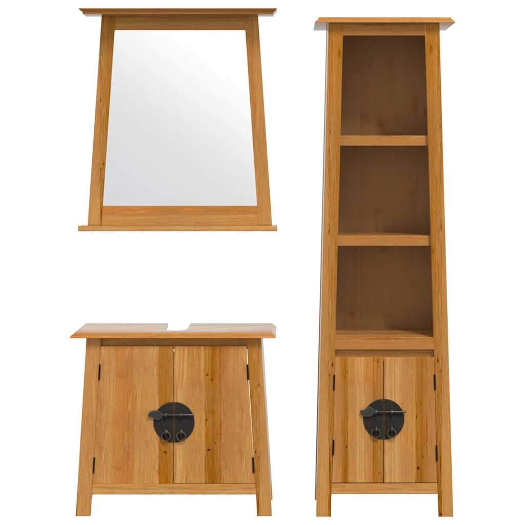 Ensemble de meubles de salle de bain 3 pcs bois de pin massif