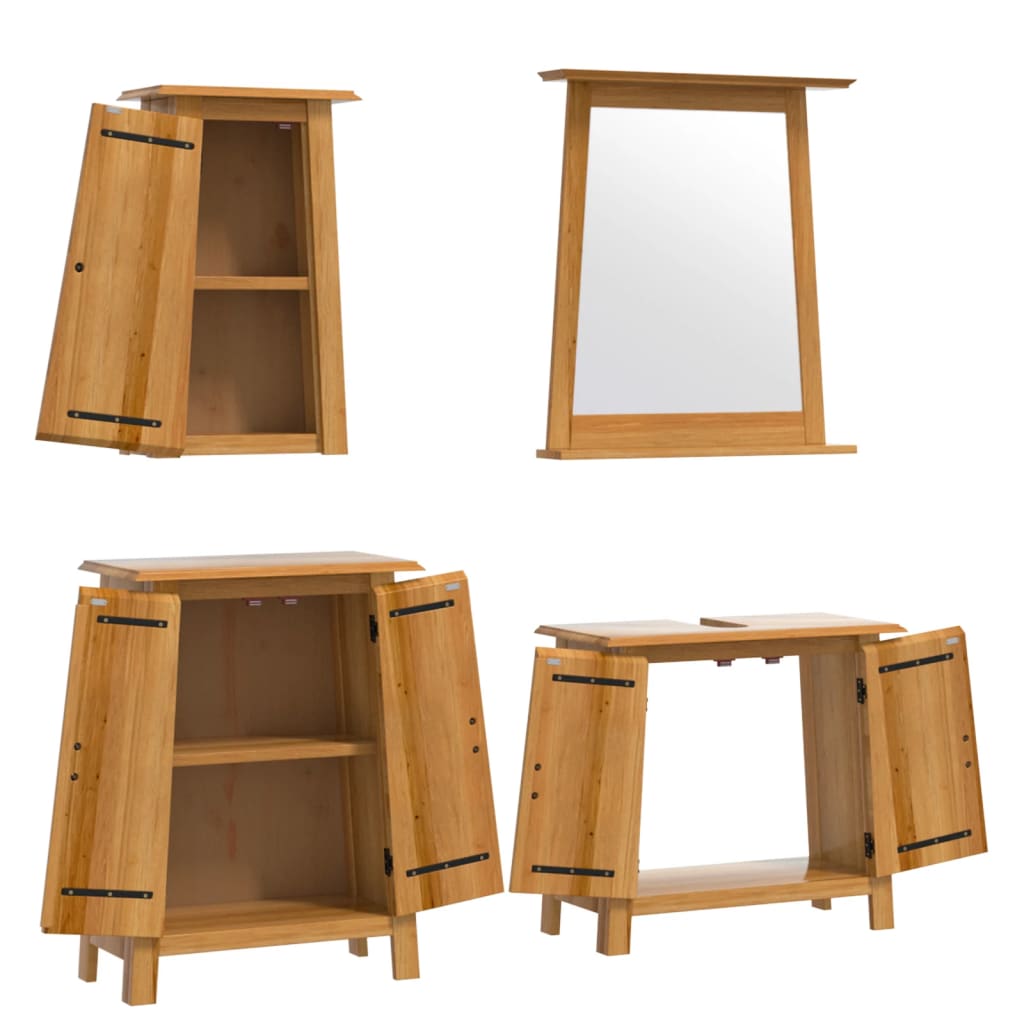 Ensemble de meubles de salle de bain 4 pcs bois de pin massif