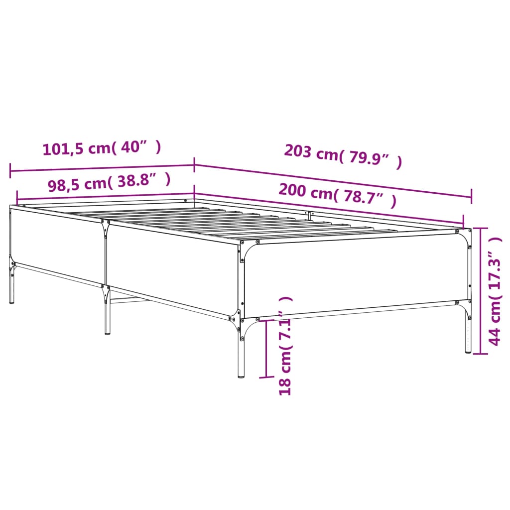 Cadre de lit sans matelas chêne sonoma 100x200 cm - XIOS