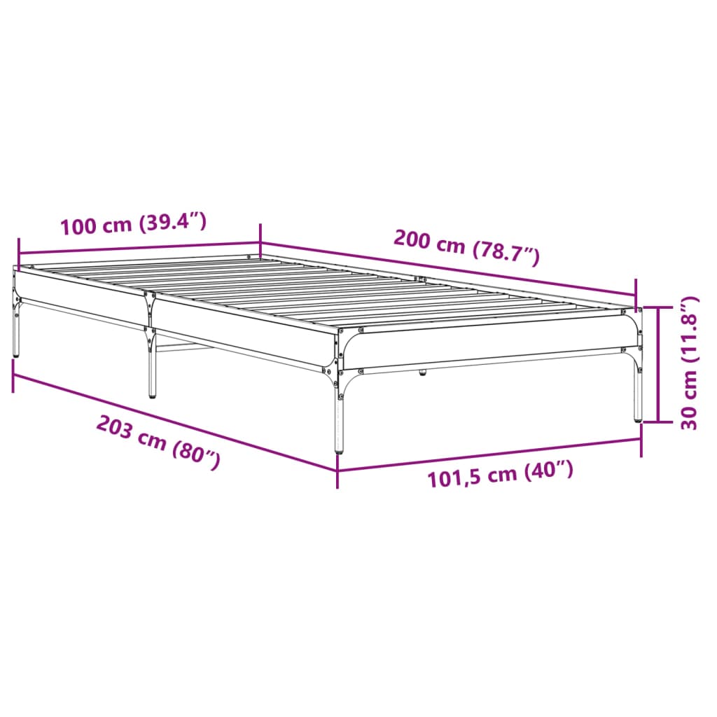Cadre de lit sans matelas noir 100x200 cm - XIOS