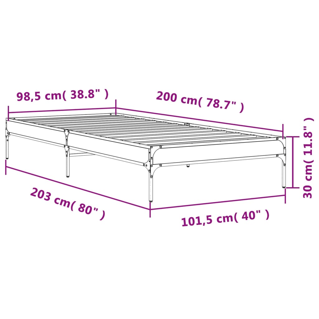 Cadre de lit sans matelas chêne fumé 100x200 cm - XIOS
