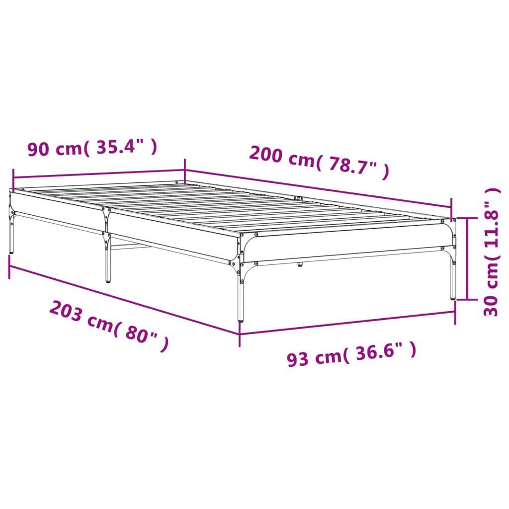 Cadre de lit sans matelas chêne marron 90x200 cm - XIOS