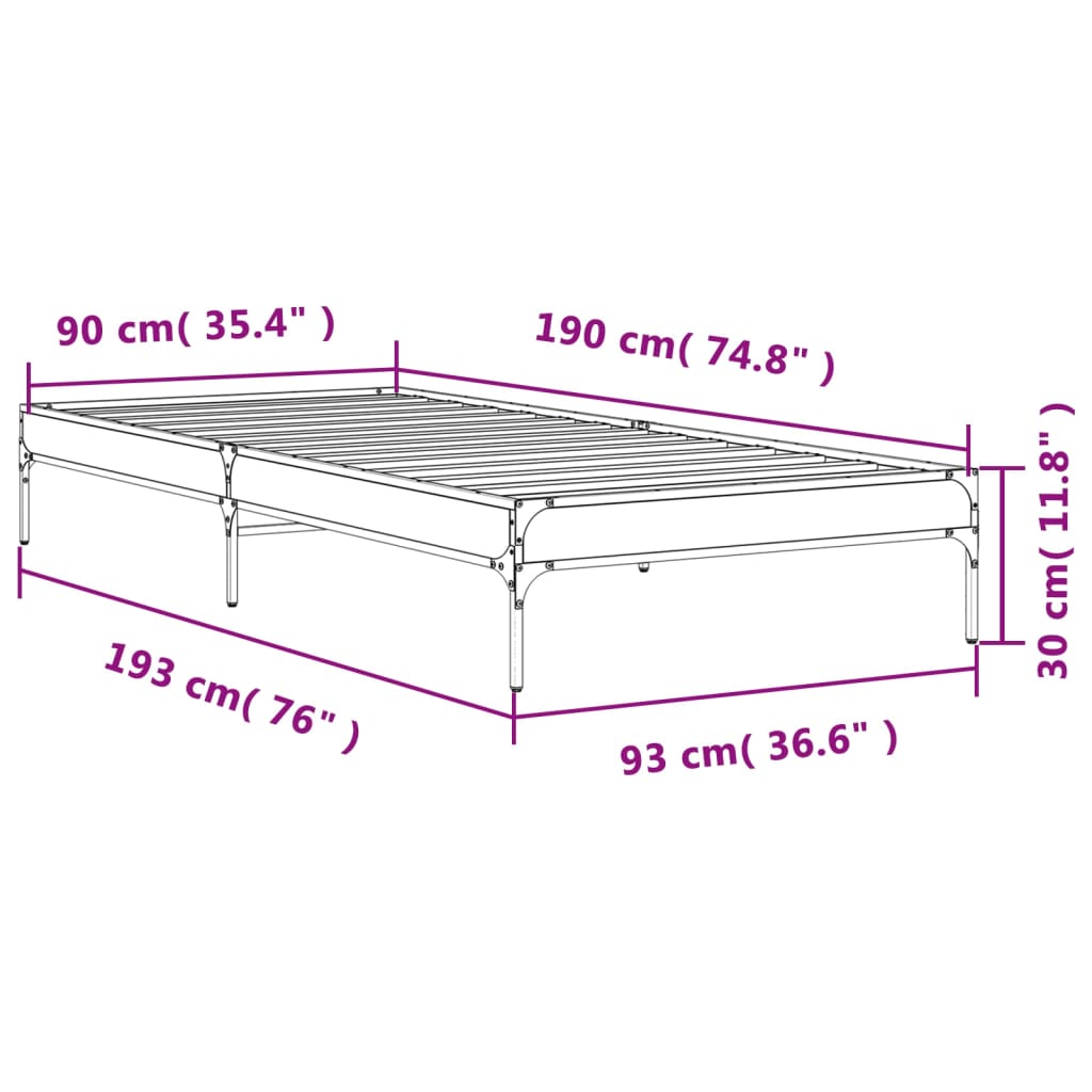 Cadre de lit sans matelas sonoma gris 90x190 cm - XIOS
