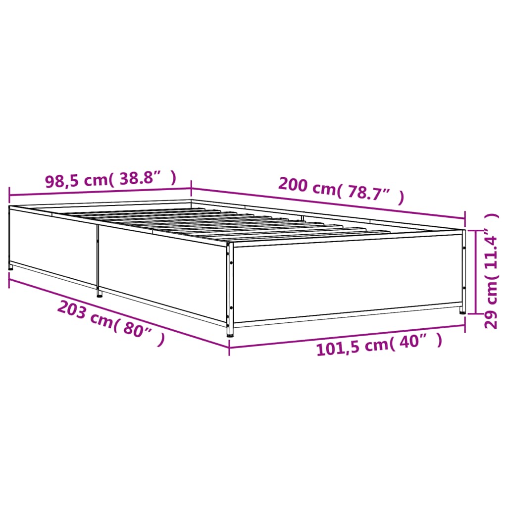 Cadre de lit sans matelas chêne marron 100x200 cm - XIOS