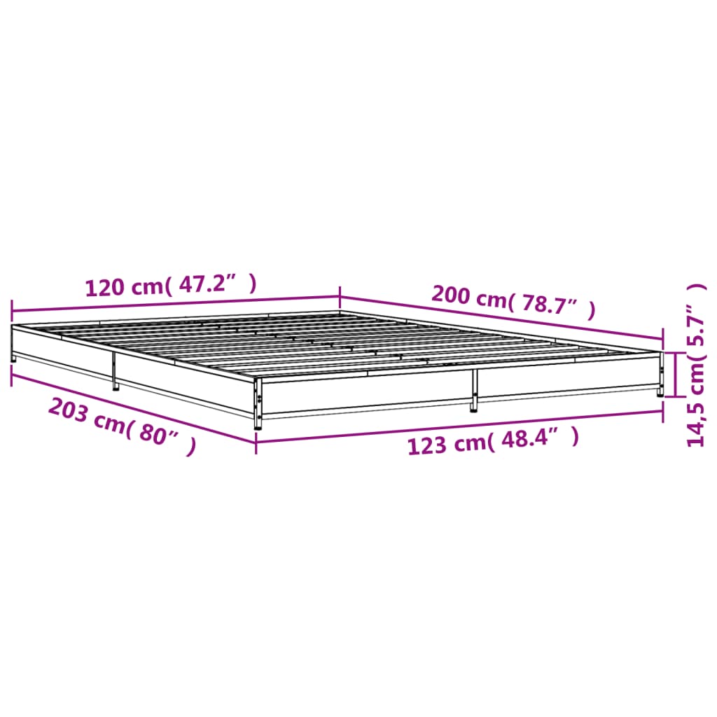 Cadre de lit sans matelas sonoma gris 120x200 cm - XIOS